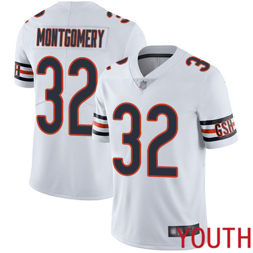 Chicago Bears Limited White Youth David Montgomery Road Jersey NFL Football #32 Vapor Untouchable->nfl t-shirts->Sports Accessory